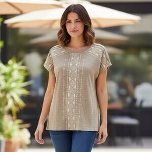 NWT Tribal Cable & Gauge Upscale Blouse XL